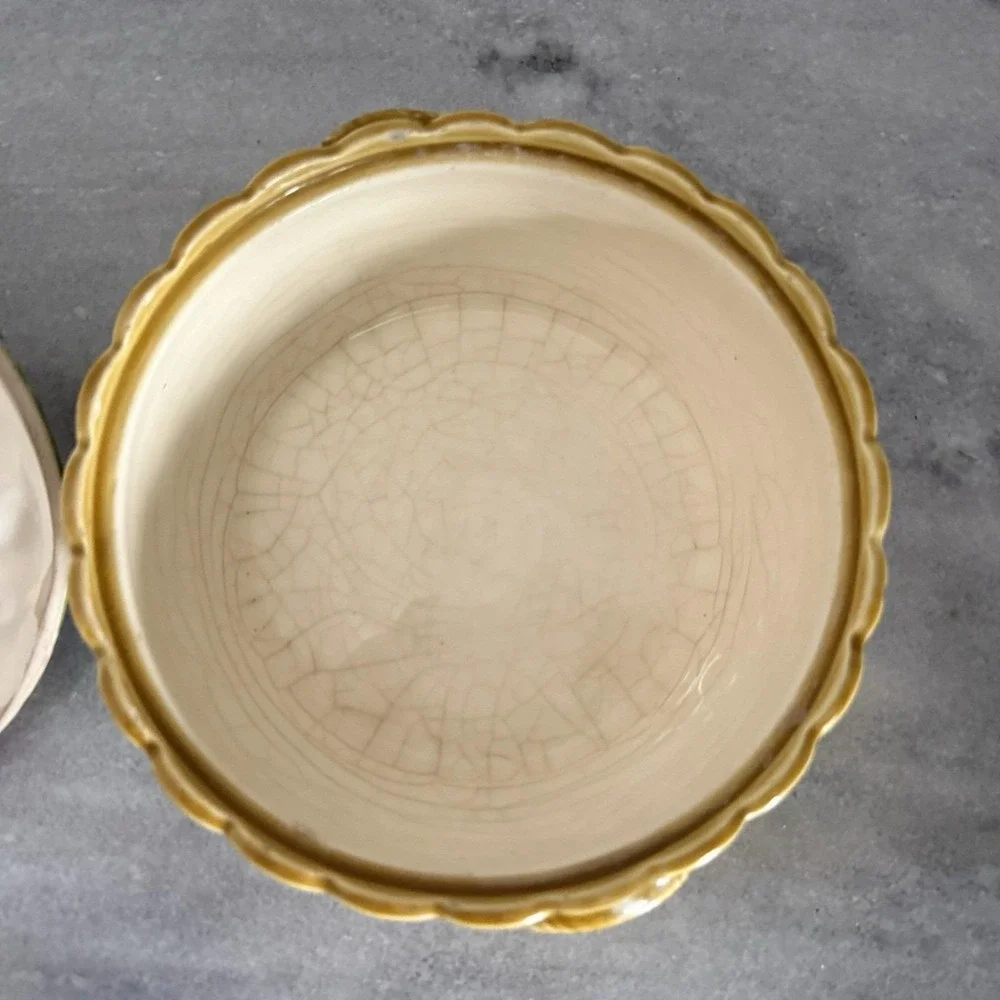 Vintage Erphila Fruit Basket Trinket Dish‎ w/ Lid – Czechoslovakia Porcelain MCM